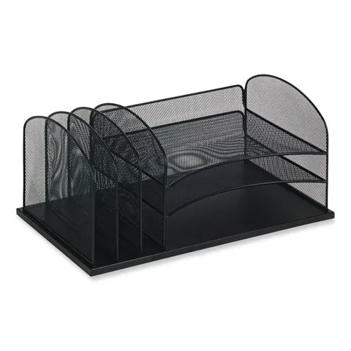 Onyx Desk Organizer With Three Horizontal And Three Upright Sections, Letter Size Files, 19.25 X 11.5 X 8.25,wine