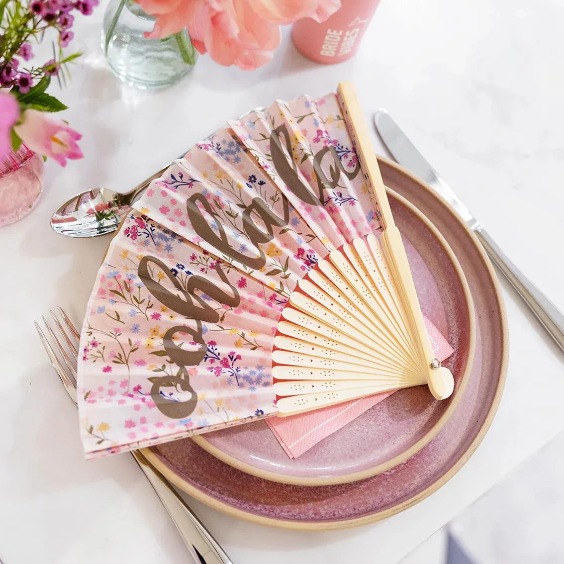 Ooh La La Floral Bamboo Fan