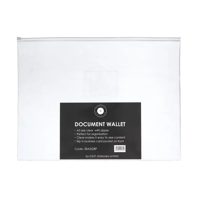 OSC Document Wallet A3 Zip Closure Pack of 5