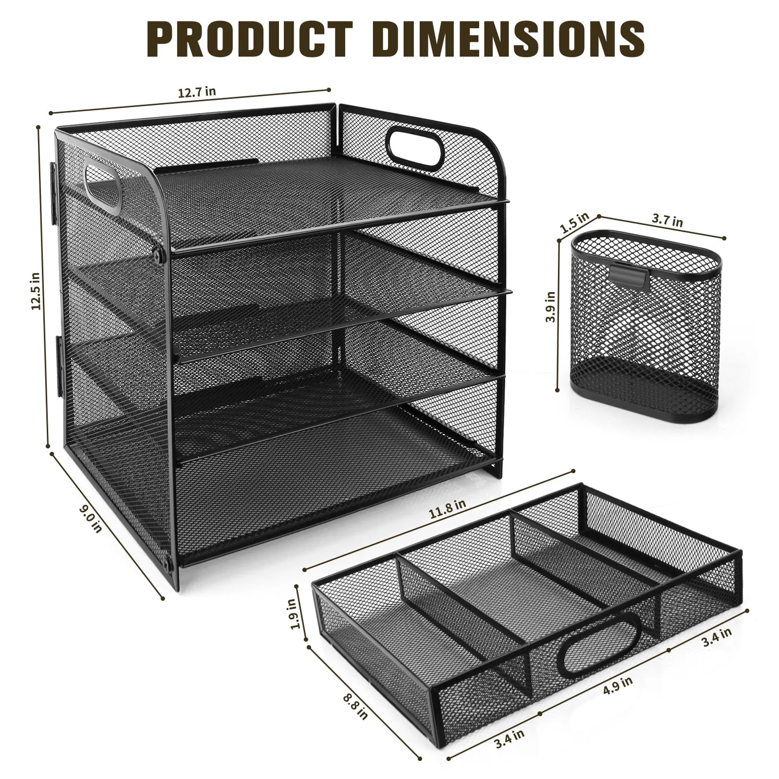 PHANCIR 4-Tier Desk Organizer, New Office Supplies, Metal Desktop File Organizer&Storage, One Pack