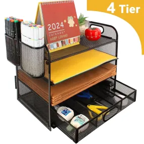 PHANCIR 4-Tier Desk Organizer, New Office Supplies, Metal Desktop File Organizer&Storage, One Pack