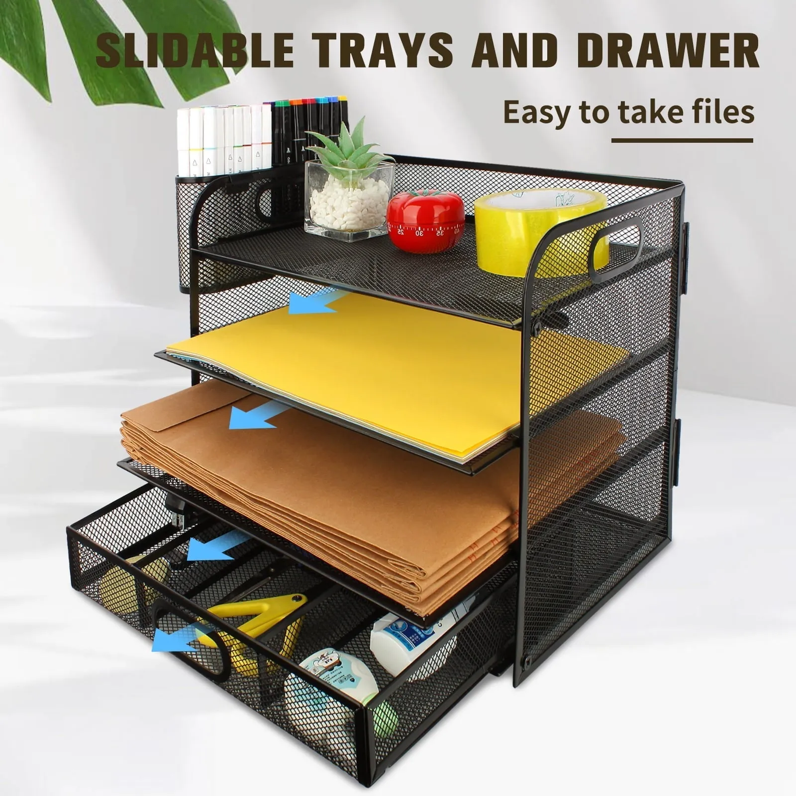 PHANCIR 4-Tier Desk Organizer, New Office Supplies, Metal Desktop File Organizer&Storage, One Pack