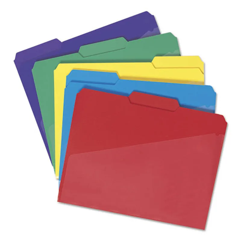 Poly Colored Top Tab File Folders w/Slash Pocket, 3rd-Cut, Letter (box of 30), Assorted