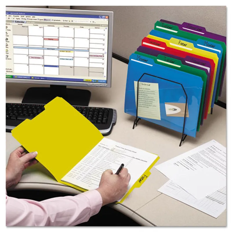 Poly Colored Top Tab File Folders w/Slash Pocket, 3rd-Cut, Letter (box of 30), Assorted