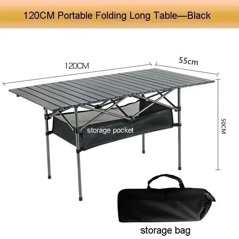 Portable Folding Picnic Table | Lightweight Egg Roll Table | Camping Outdoor Desk