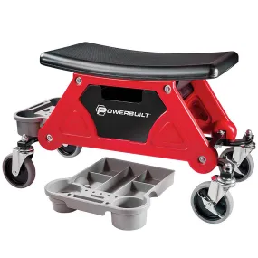 Powerbuilt 18"x10" Heavy Duty Rolling Garage Work Seat with Storage Trays 240036