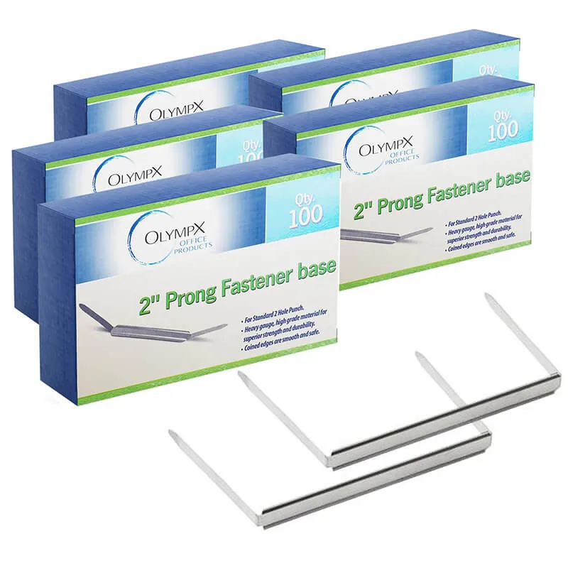 Premium Metal Prong Paper Fastener 2.75 Inch Bases  (500 Per Pack) by Olympx