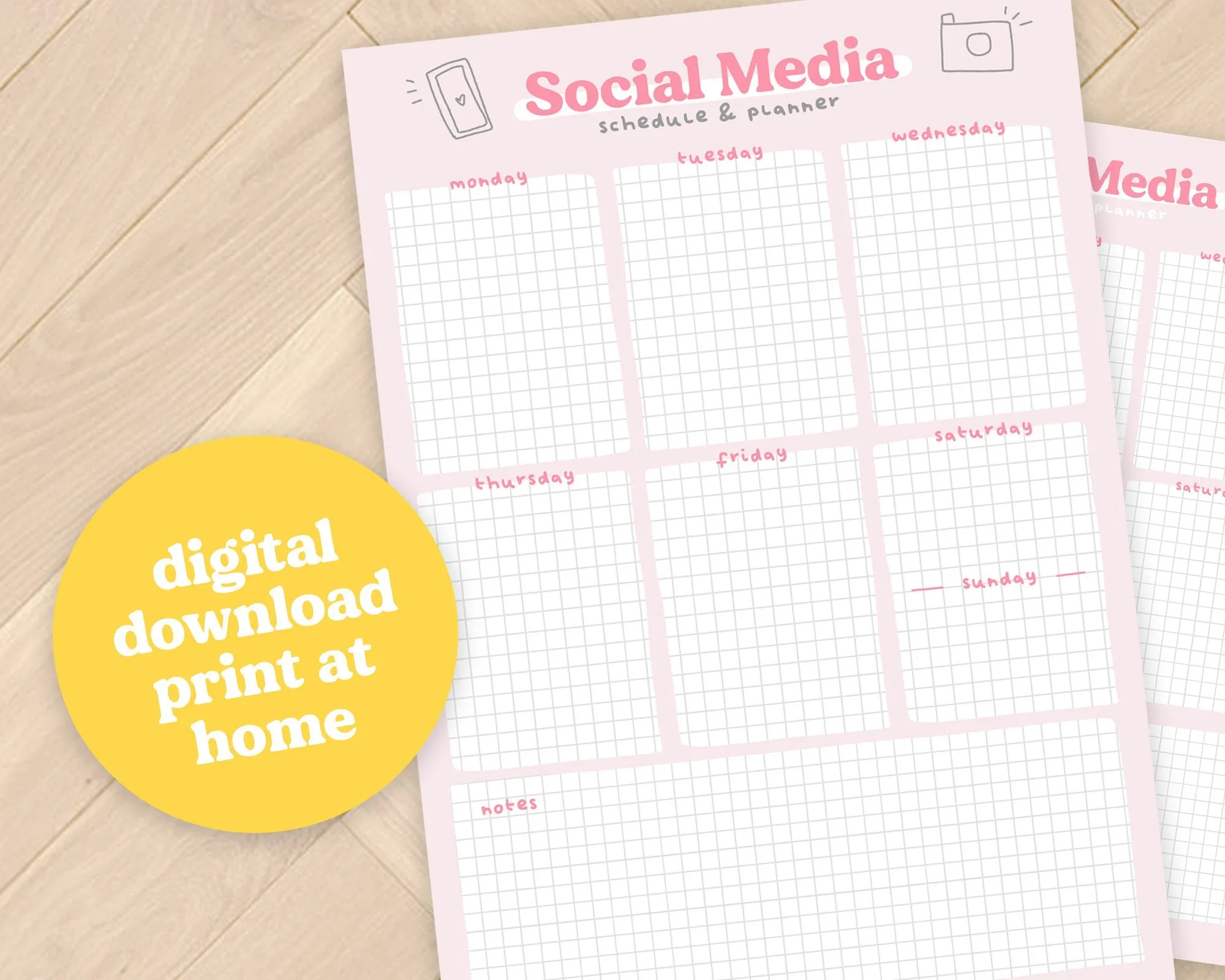 Printable Social Media Weekly Planner | Digital Download for Scheduling and Content Planning