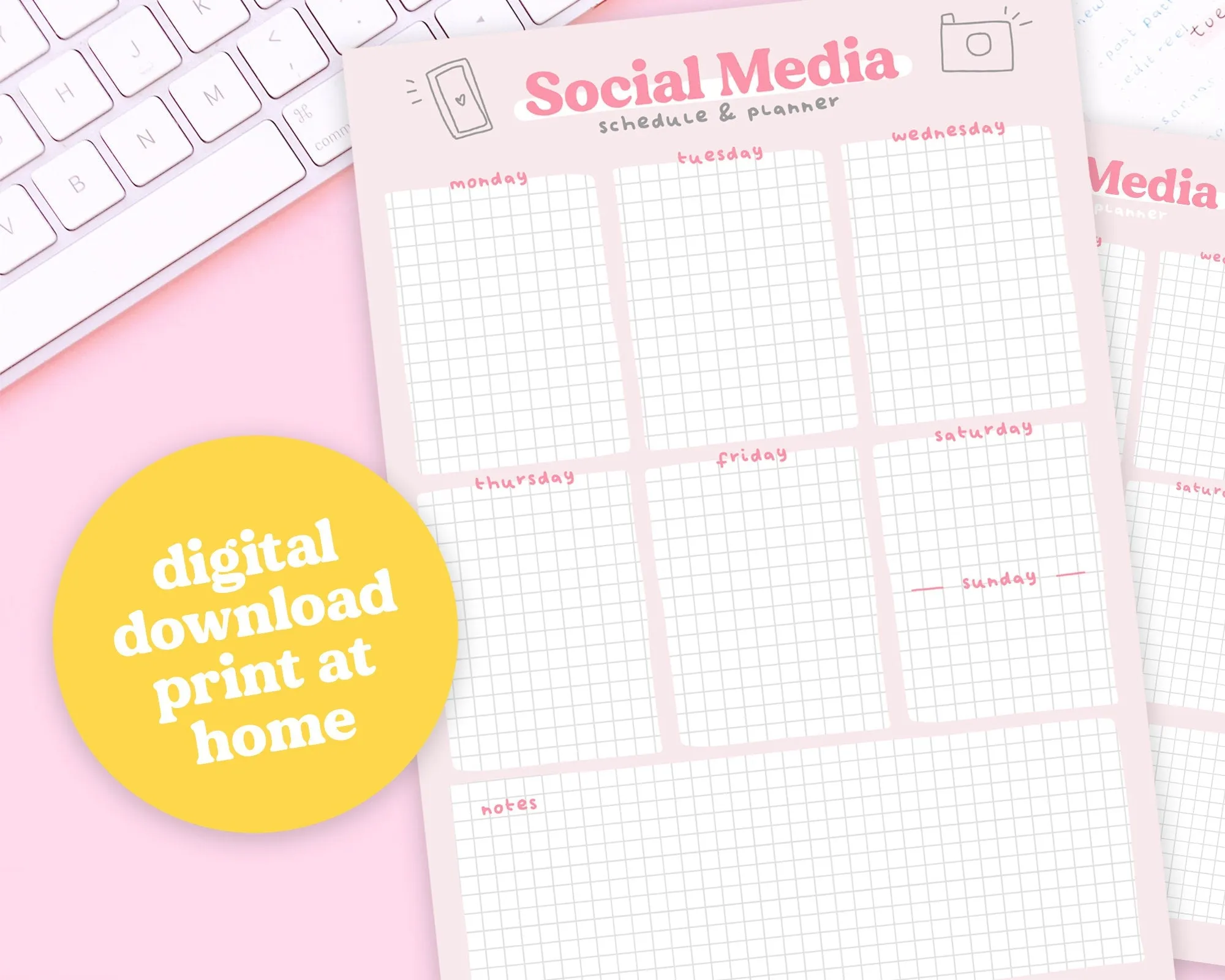 Printable Social Media Weekly Planner | Digital Download for Scheduling and Content Planning