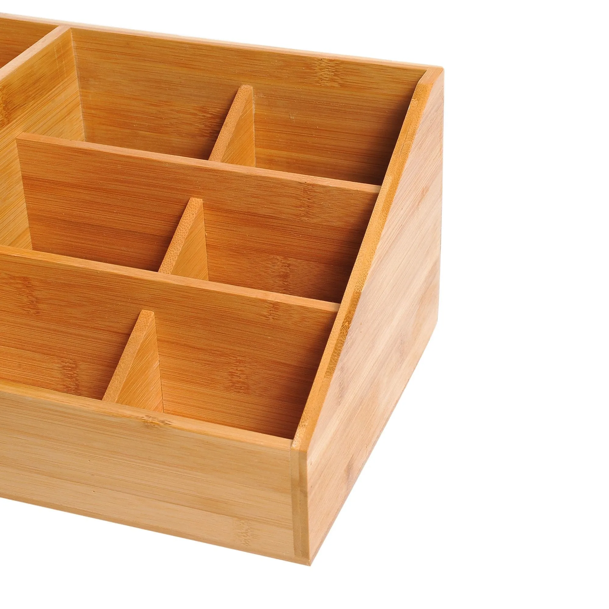 ProperAV Extra Multi-Function Storage Organiser with 7 Storage Compartments & 2 Drawers - Bamboo
