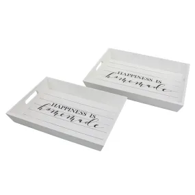 "Happiness is Homemade" White Wood Serving Trays (Set of 2) (WS)