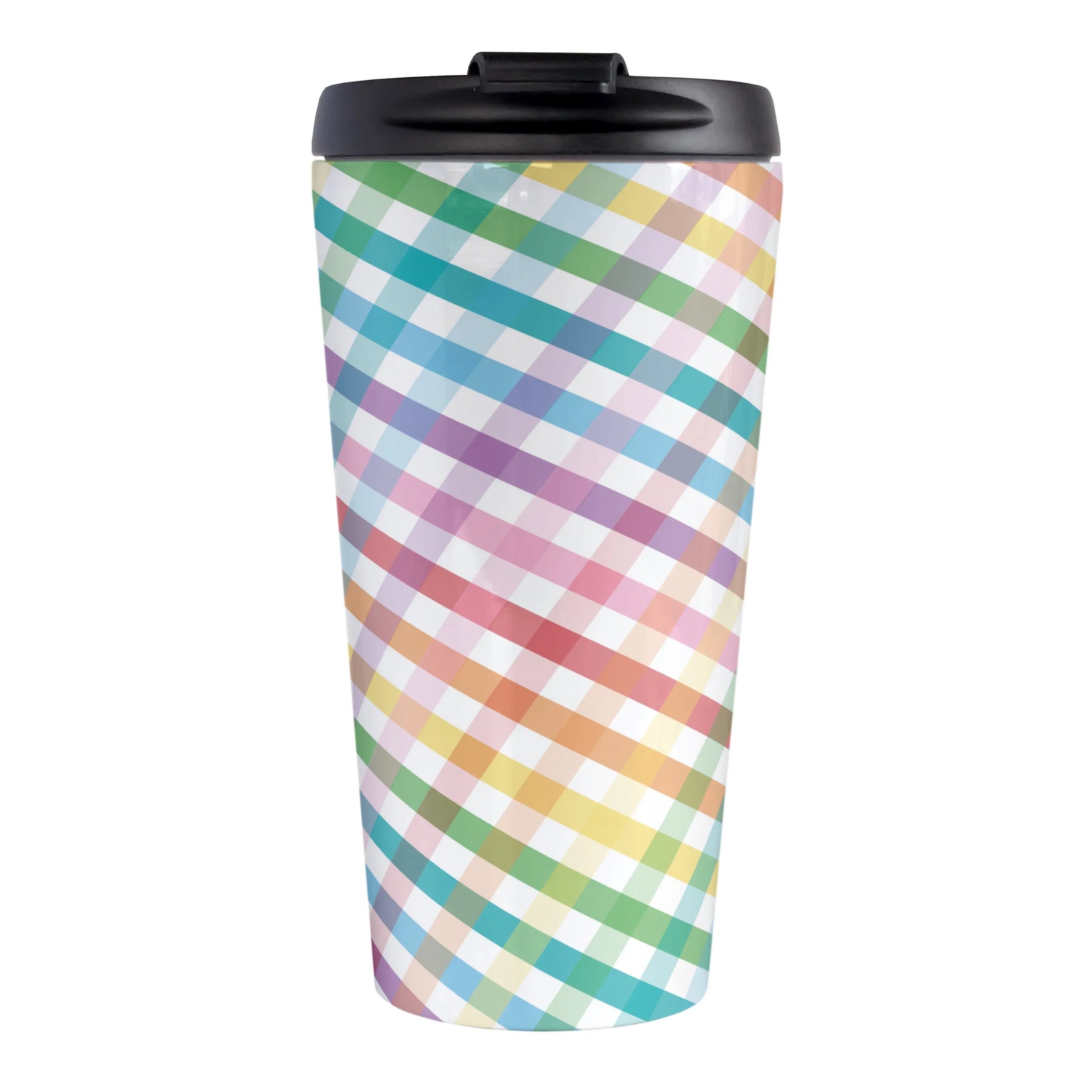 Rainbow Gingham Travel Mug