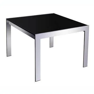 Rapid Coffee Table Black Glass Chrome Frame 600 X 600Mm