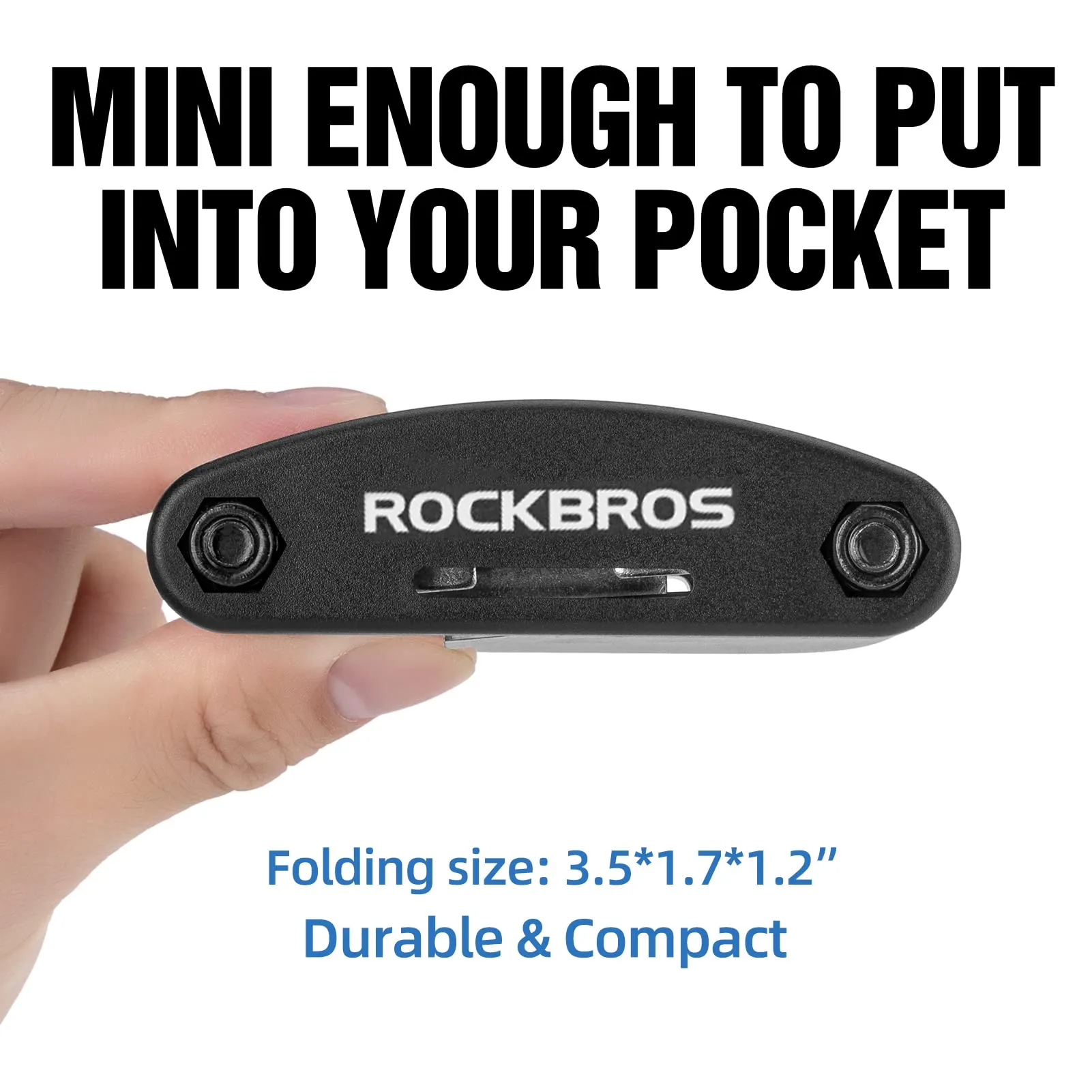 ROCKBROS Bike Foldable Repair Kit 16-in-1 Multi-Function Portable Allen Wrench and Tire Lever