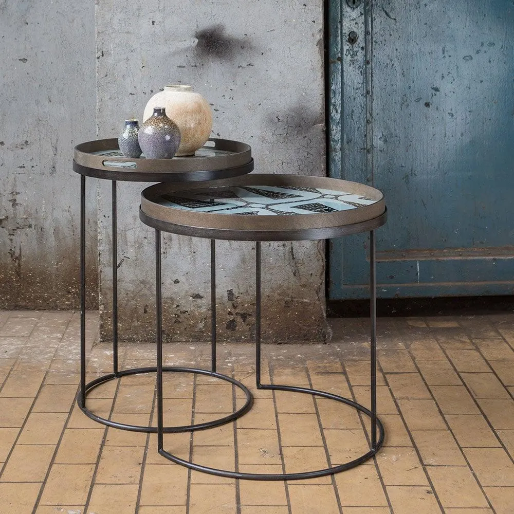 Round Tray Nesting Side Table Set - Small/Large
