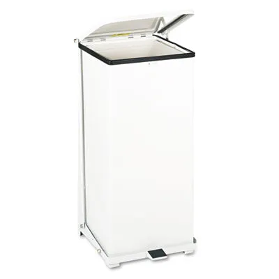 Rubbermaid Defenders Biohazard Step Can, Square, Steel, 24 gal, White (ST24EPLWH)