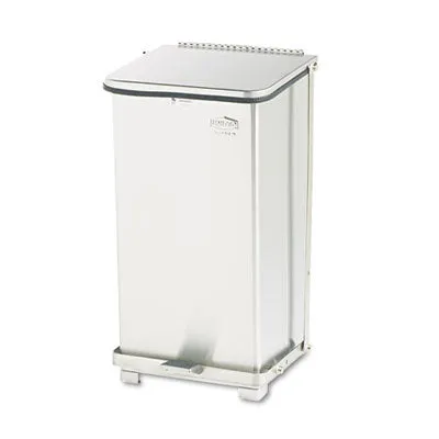 Rubbermaid Defenders Biohazard Step Can, Square, Steel, 24 gal, White (ST24EPLWH)