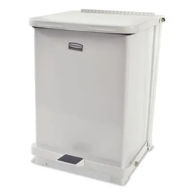 Rubbermaid Defenders Biohazard Step Can, Square, Steel, 24 gal, White (ST24EPLWH)