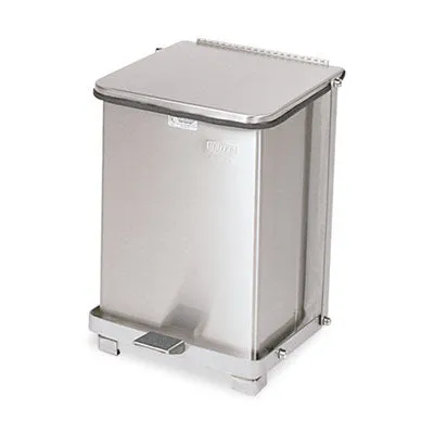 Rubbermaid Defenders Biohazard Step Can, Square, Steel, 24 gal, White (ST24EPLWH)