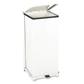 Rubbermaid Defenders Biohazard Step Can, Square, Steel, 24 gal, White (ST24EPLWH)