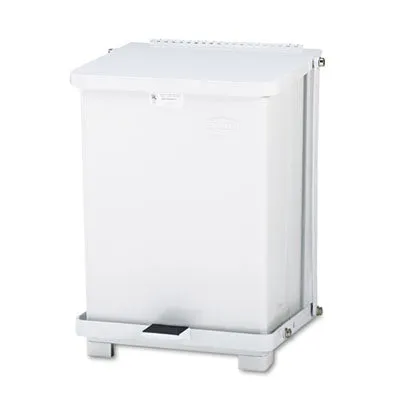 Rubbermaid Defenders Biohazard Step Can, Square, Steel, 24 gal, White (ST24EPLWH)