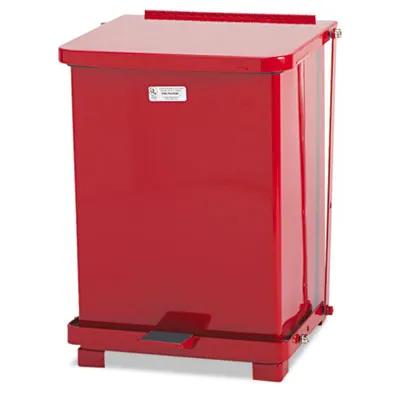 Rubbermaid Defenders Biohazard Step Can, Square, Steel, 24 gal, White (ST24EPLWH)
