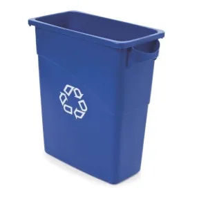 RUBBERMAID SLIM JIM TRASH CAN WITH HANDLES - BLUE