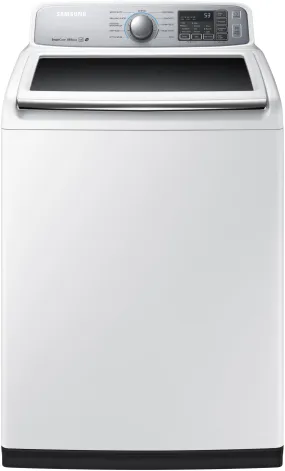 Samsung WA50M7450AW 27 Inch Top Load Washer with Self Clean, Soft-Close Lid, Smart Care, ENERGY STAR®, VRT Plus™ Technology, 3-Tray EZ Drawer Dispenser, 11 Wash Cycles, Quick Wash and 5.0 cu. ft. Capacity
