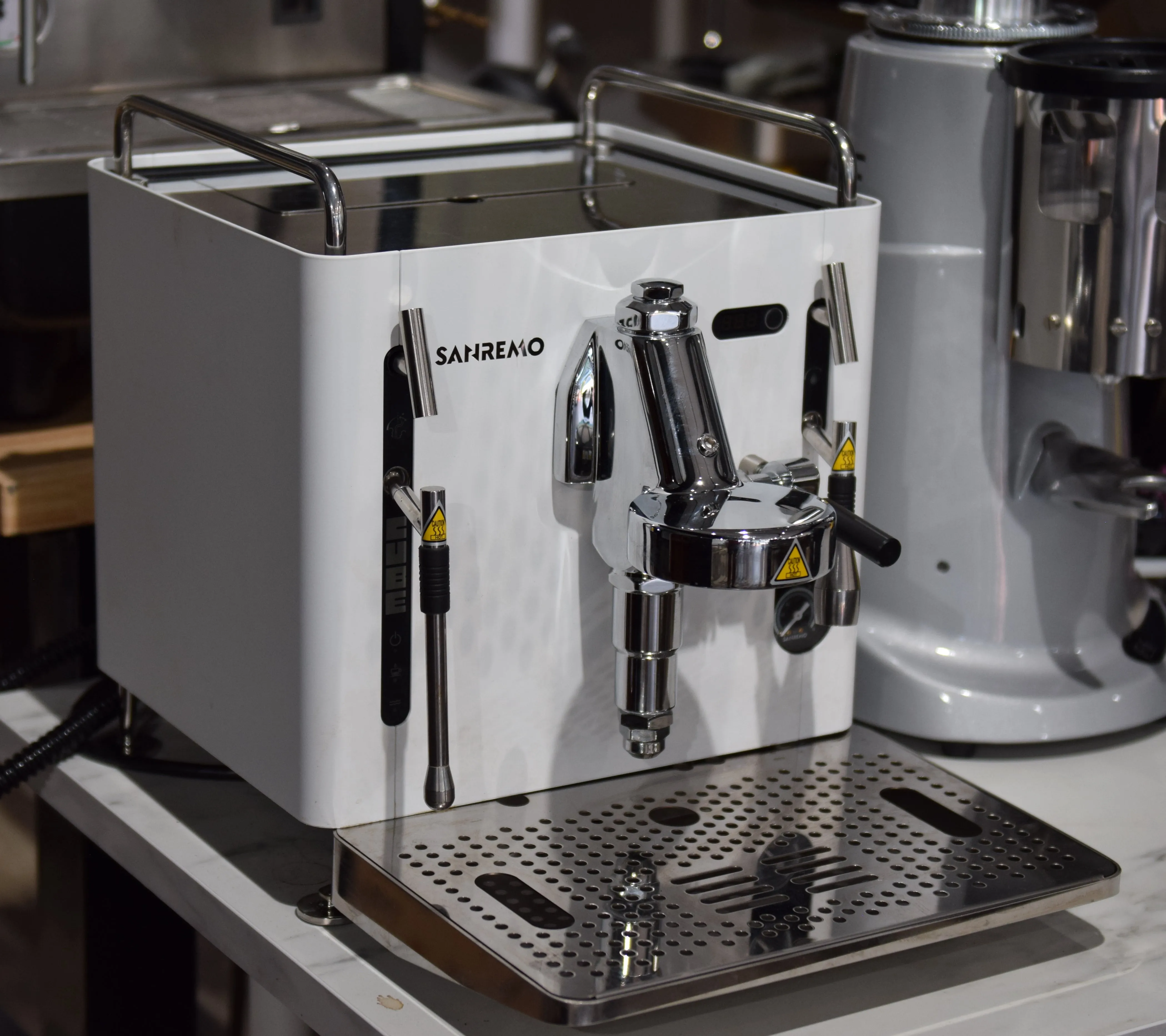 Sanremo | CUBE Espresso Machine in White (used)   Allground Grinder in Black or White (demo)