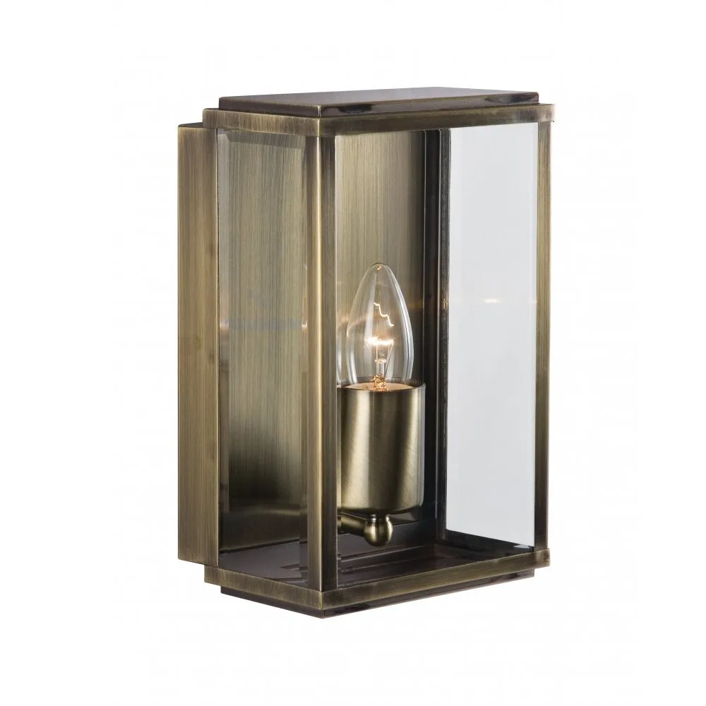Searchlight 8204AB Box Outdoor Wall & Porch Light - 1 Lightantique Brass Rectangle Box