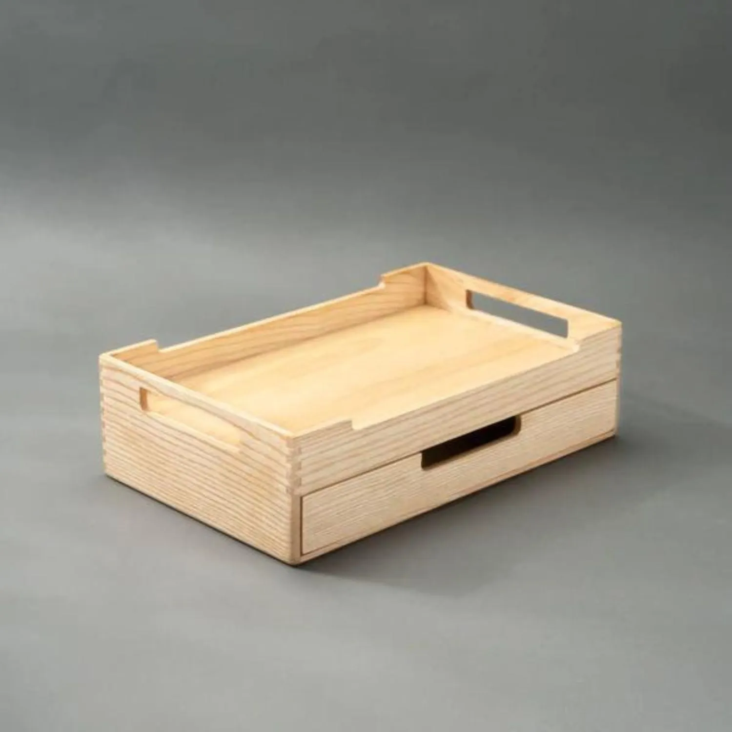Serving Tray With 3 Section Multipurpose Drawer | Canadian Ash Wood | 16"