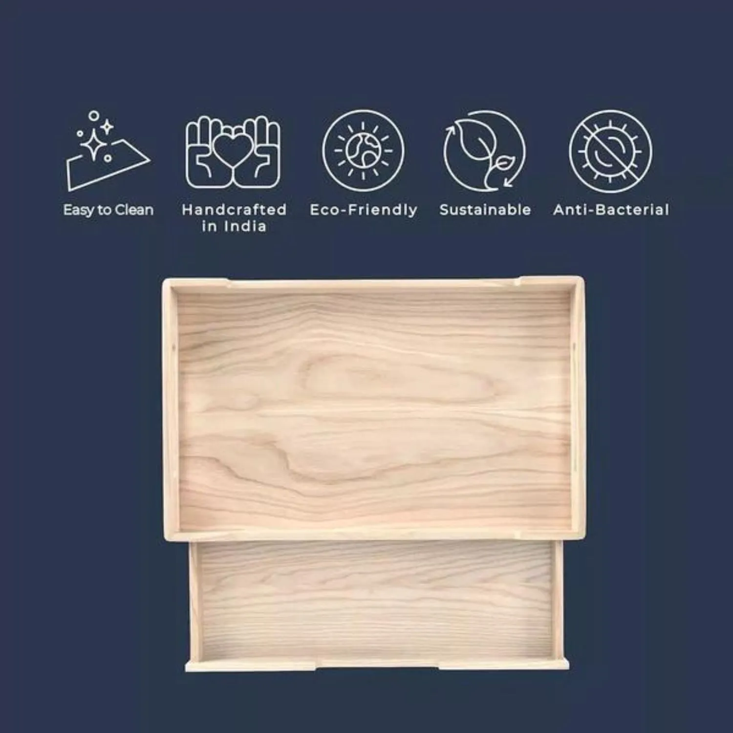 Serving Tray With 3 Section Multipurpose Drawer | Canadian Ash Wood | 16"