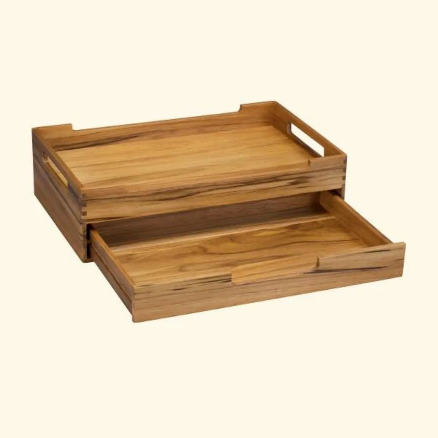 Serving Tray With Multipurpose Drawer | Teak Wood | Modern Guesting | 16"