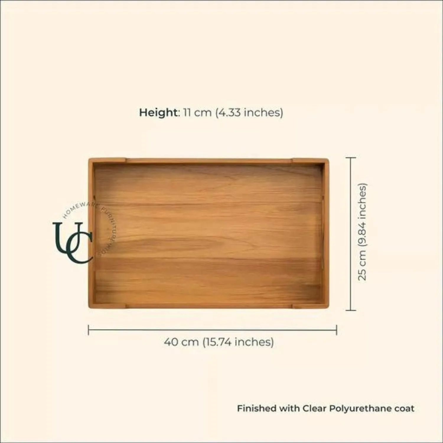Serving Tray With Multipurpose Drawer | Teak Wood | Modern Guesting | 16"