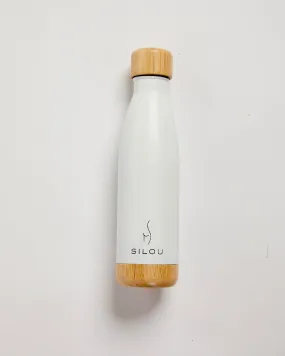 Silou Double Wall Stainless Bottle with Bamboo Lid and Base