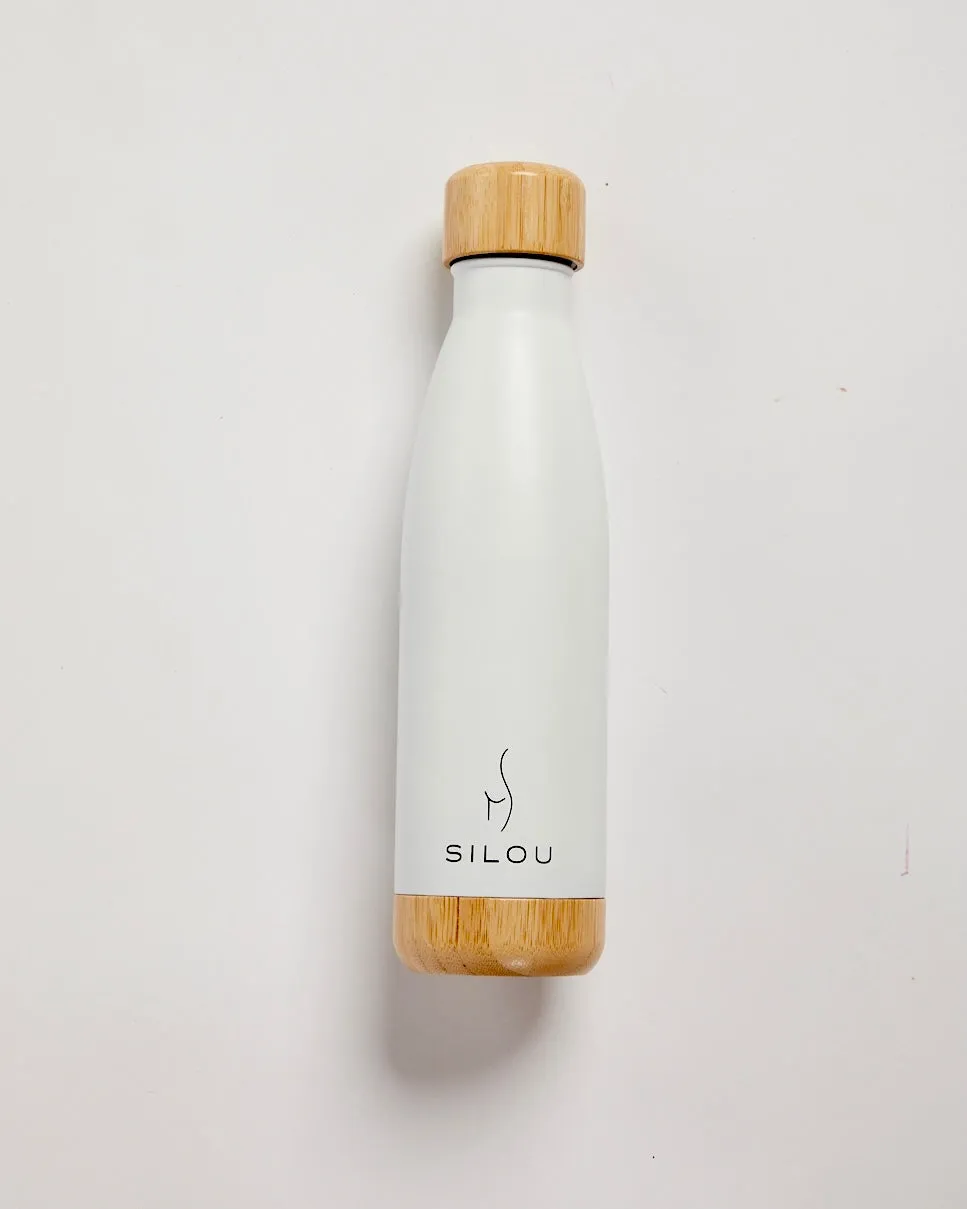 Silou Double Wall Stainless Bottle with Bamboo Lid and Base