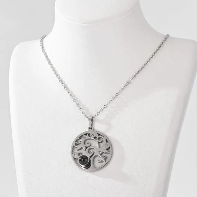 Stainless Steel Tree Projection Pendent Necklace