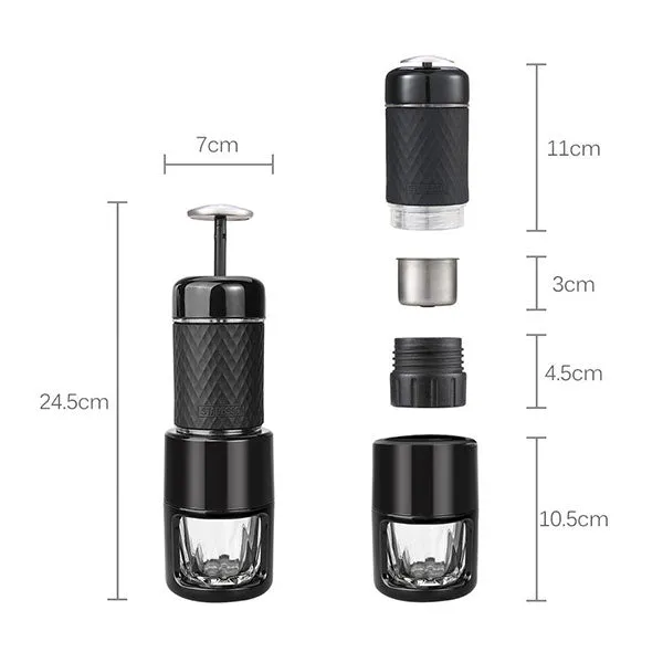 STARESSO Coffee Maker Red Dot Award Winner Portable Espresso Cappuccino Quick Cold Brew Manual Coffee Maker Machines All in One - Black