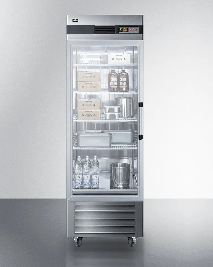 Summit 23 Cu.Ft. Glass Door Reach-In Refrigerator with Left Hand Door - SCR23SSGLH