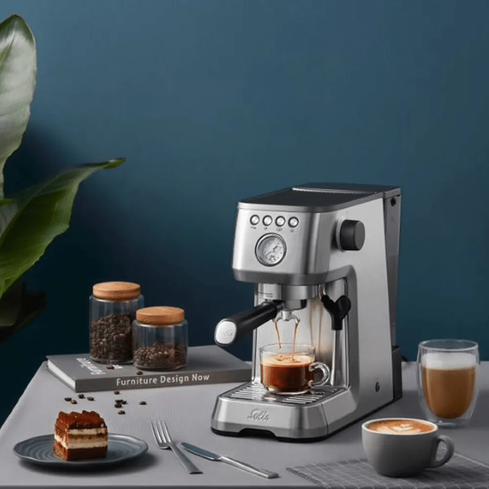 The Solis Perfetta Plus Silver Home Coffee Machine & Espresso Machine