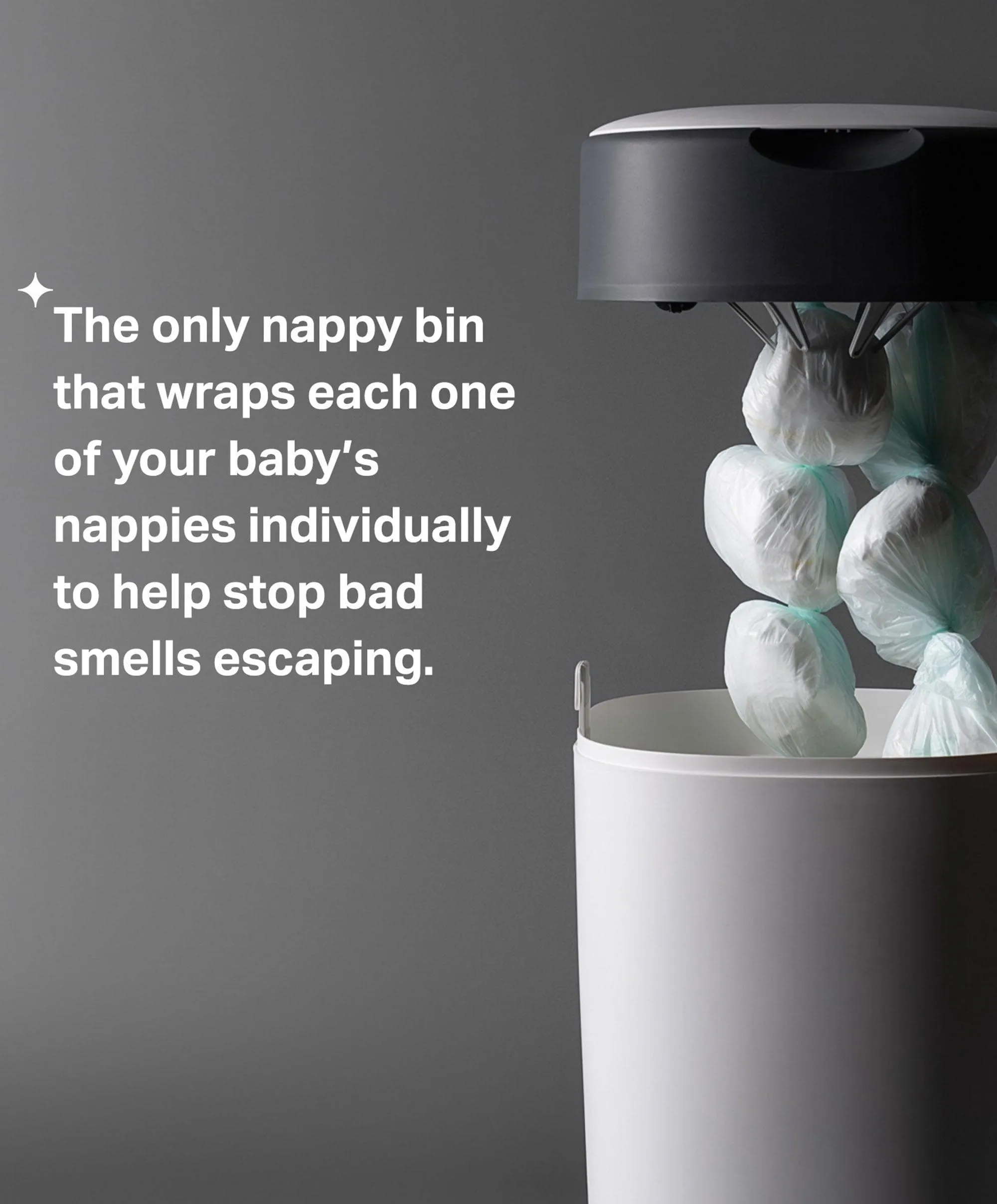 Tommee Tippee Twist & Click Advanced Nappy Bin & 6 Refill Cassettes