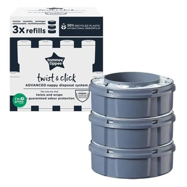 Tommee Tippee Twist & Click Nappy Disposal Bin Refills – 3 pack