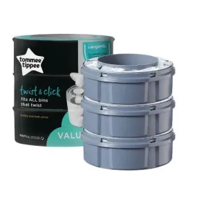 Tommee Tippee Twist & Click Nappy Disposal Bin Refills – 3 pack