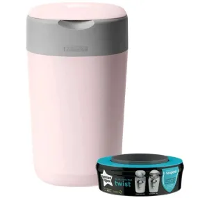 Tommee Tippee Twist And Click Advanced Nappy Bin W/ 1 Refill Cassette (Pink)