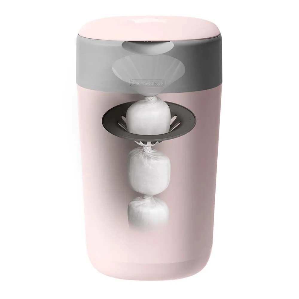 Tommee Tippee Twist And Click Advanced Nappy Bin W/ 1 Refill Cassette (Pink)