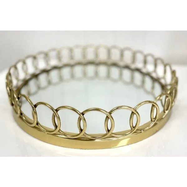 Tray -  Gold Loop Mirror Tray 35cm