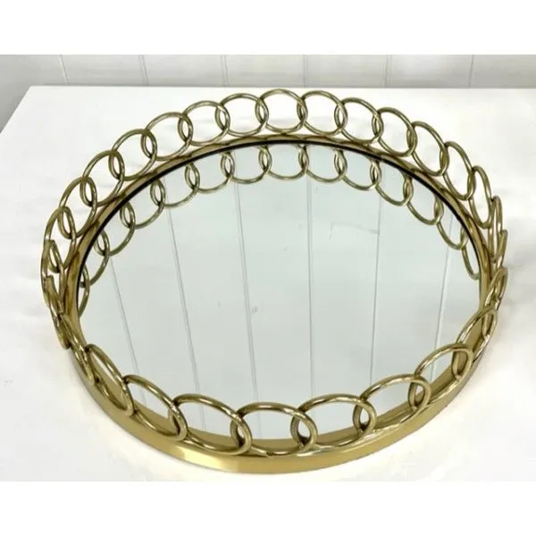 Tray -  Gold Loop Mirror Tray 35cm