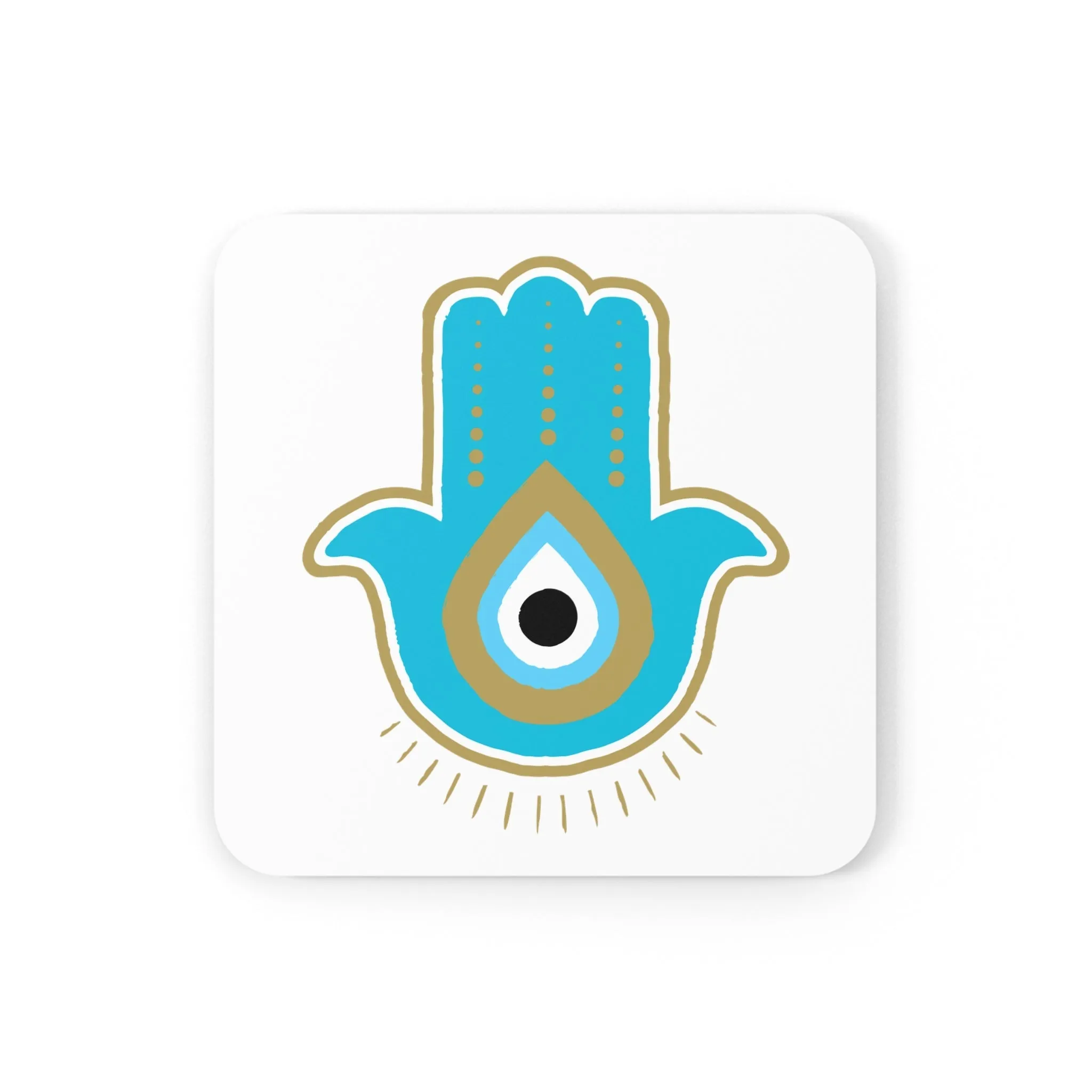 Turquoise Hamsa Coaster Set
