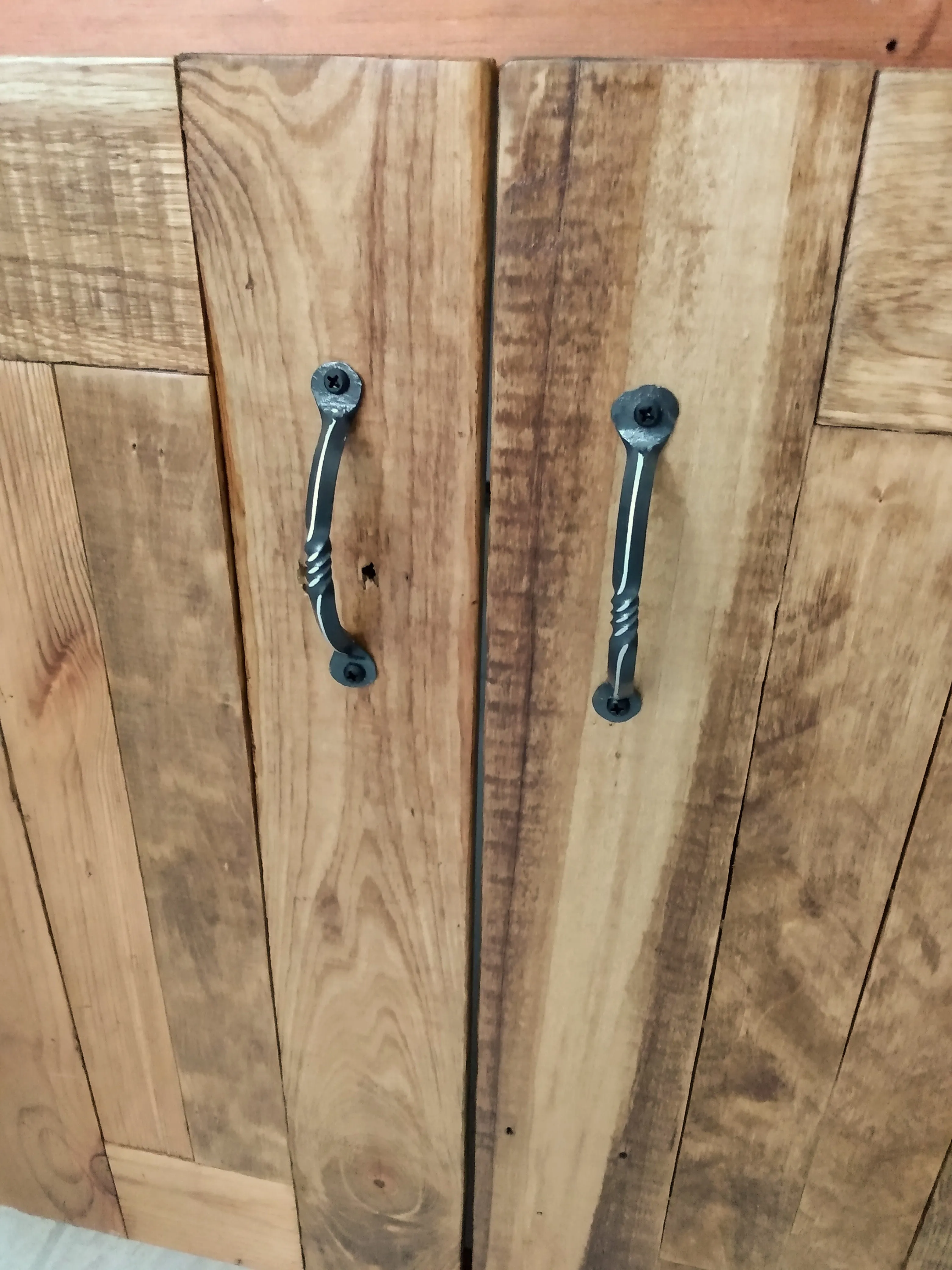 Twisted Iron Drawer Pulls - Black and Silver