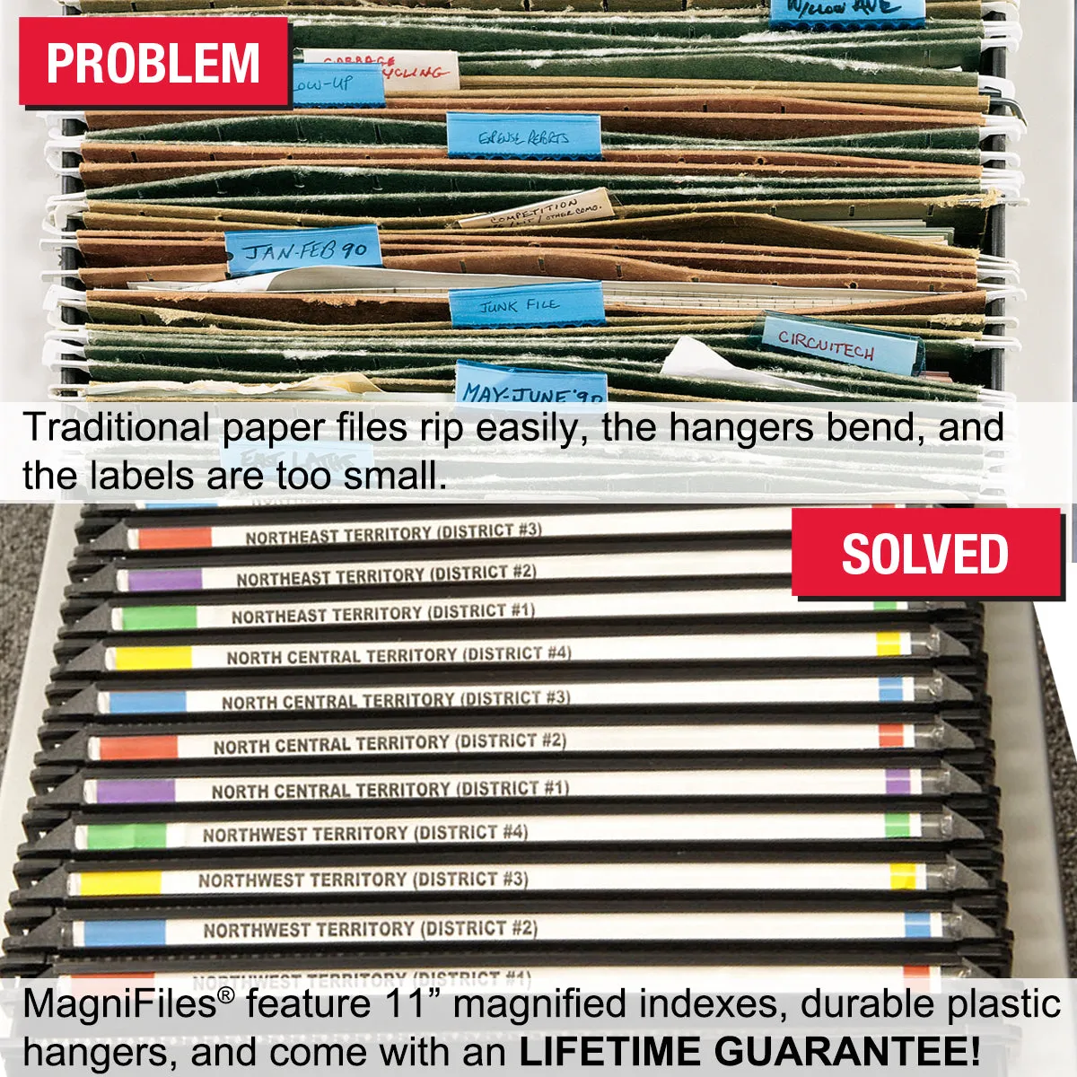 Ultimate Office MagniFile™ Extra-Capacity Hanging File Folders, 2" Box-Bottom, Letter Size, Feature Wrap-Around Bungee Security Cord (set of 2)